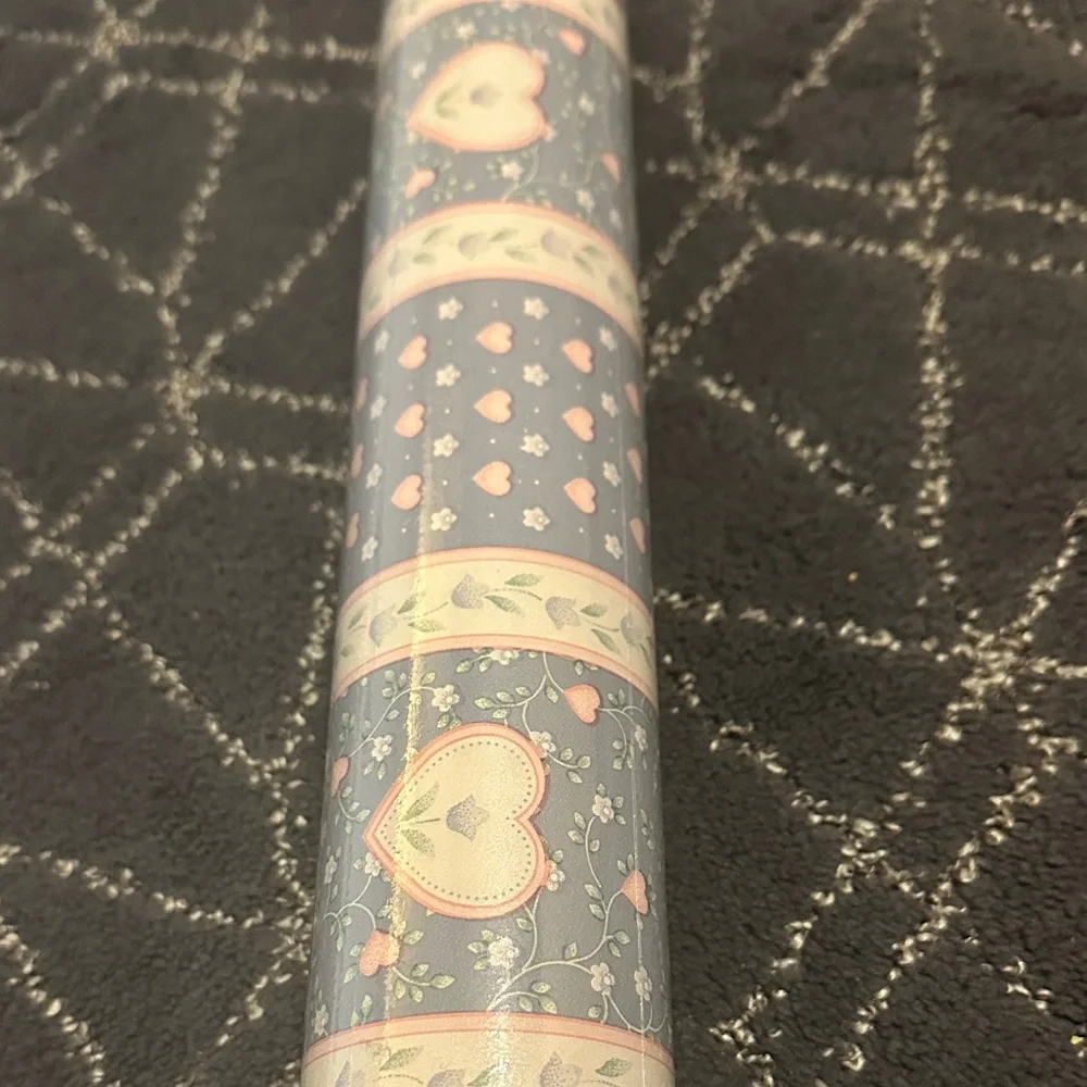 Blue and White Heart Wallpaper Roll 33ft x 201/2”
